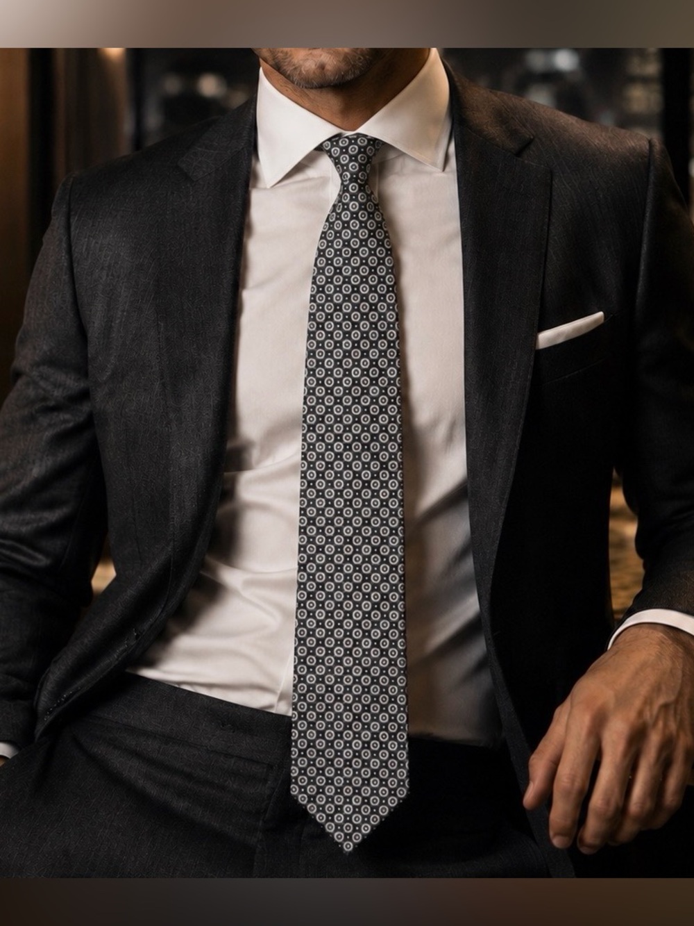 Banana republic mixed print grey tie